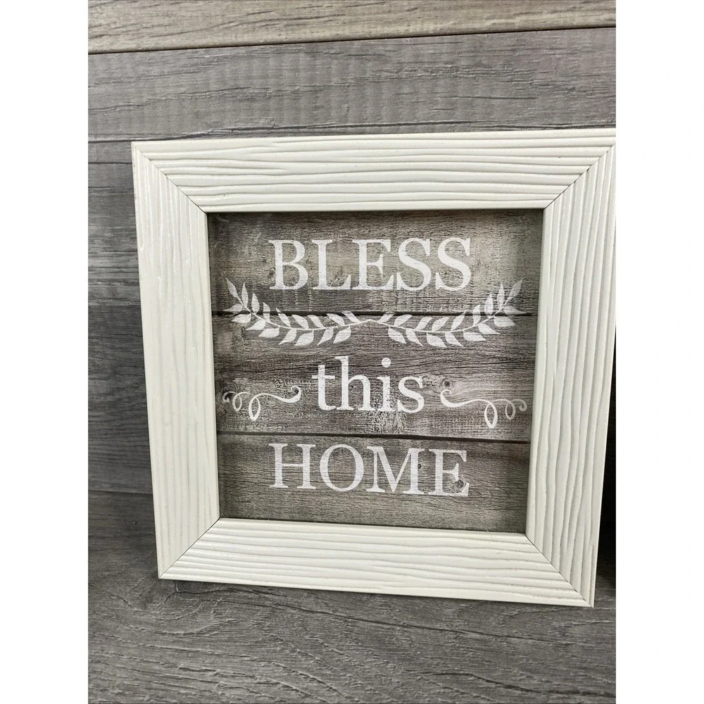 Set of 3 Farm House Framed Wall Plaques Featuring Home Theme Sentiments‎ (BD)